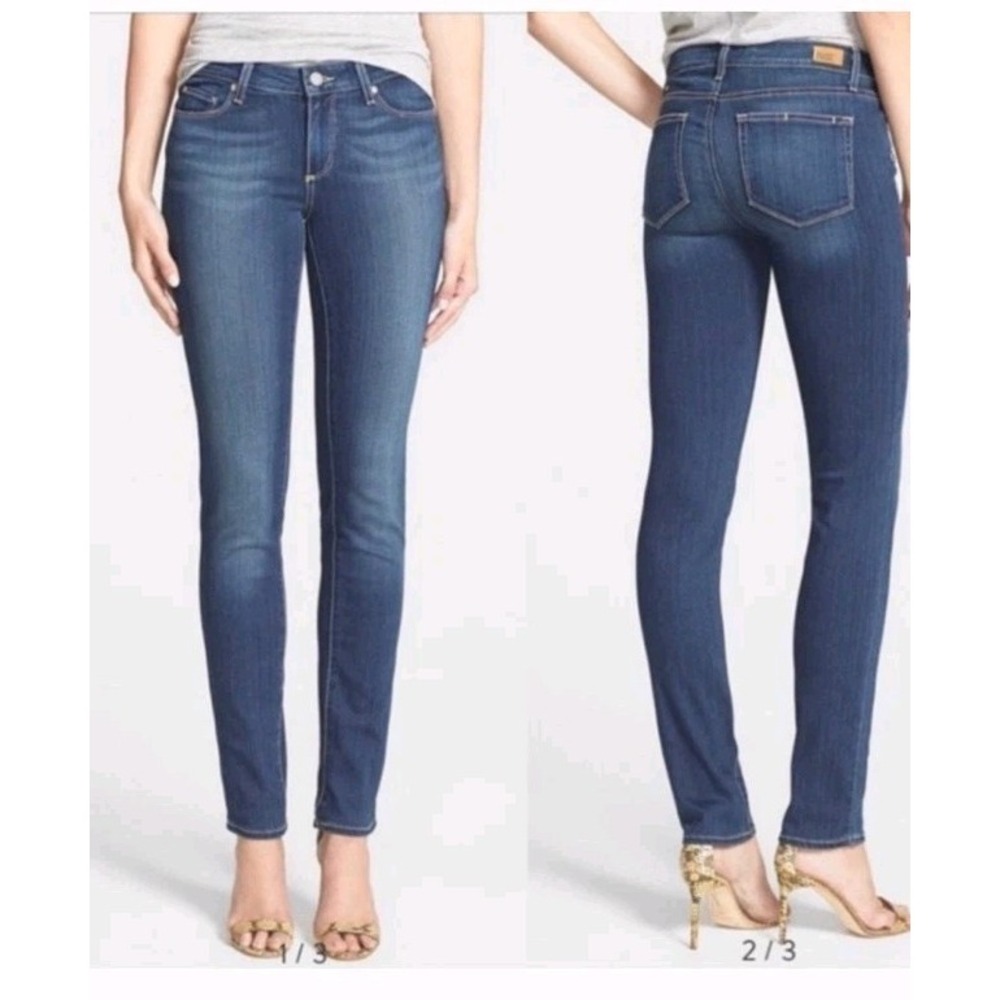 Paige Skyline Skinny Jeans Medium Wash Blue Denim Stretch Size 28‎